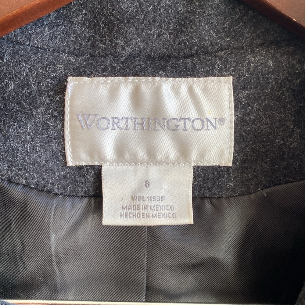 Worthington 100% Wool Coat Size 8 Black - Picture 7 of 12